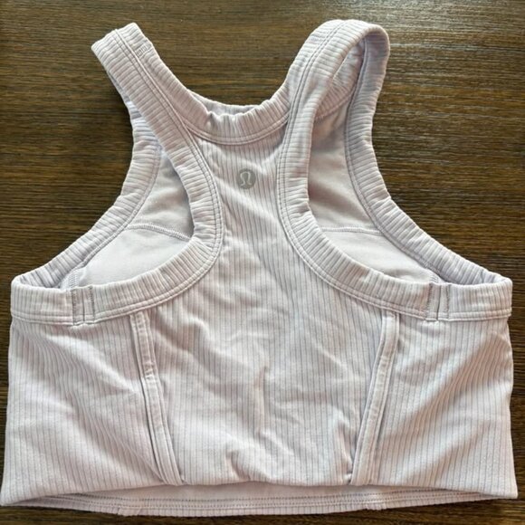 Lululemon Ribbed Nulu High-Neck Yoga Bra Faint Lavender - size 4 - Picture 2 of 2